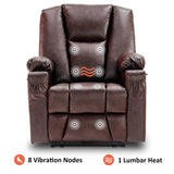 Electric Power Recliner Chair with Massage and Heat, Extended Footrest, USB Ports, 2