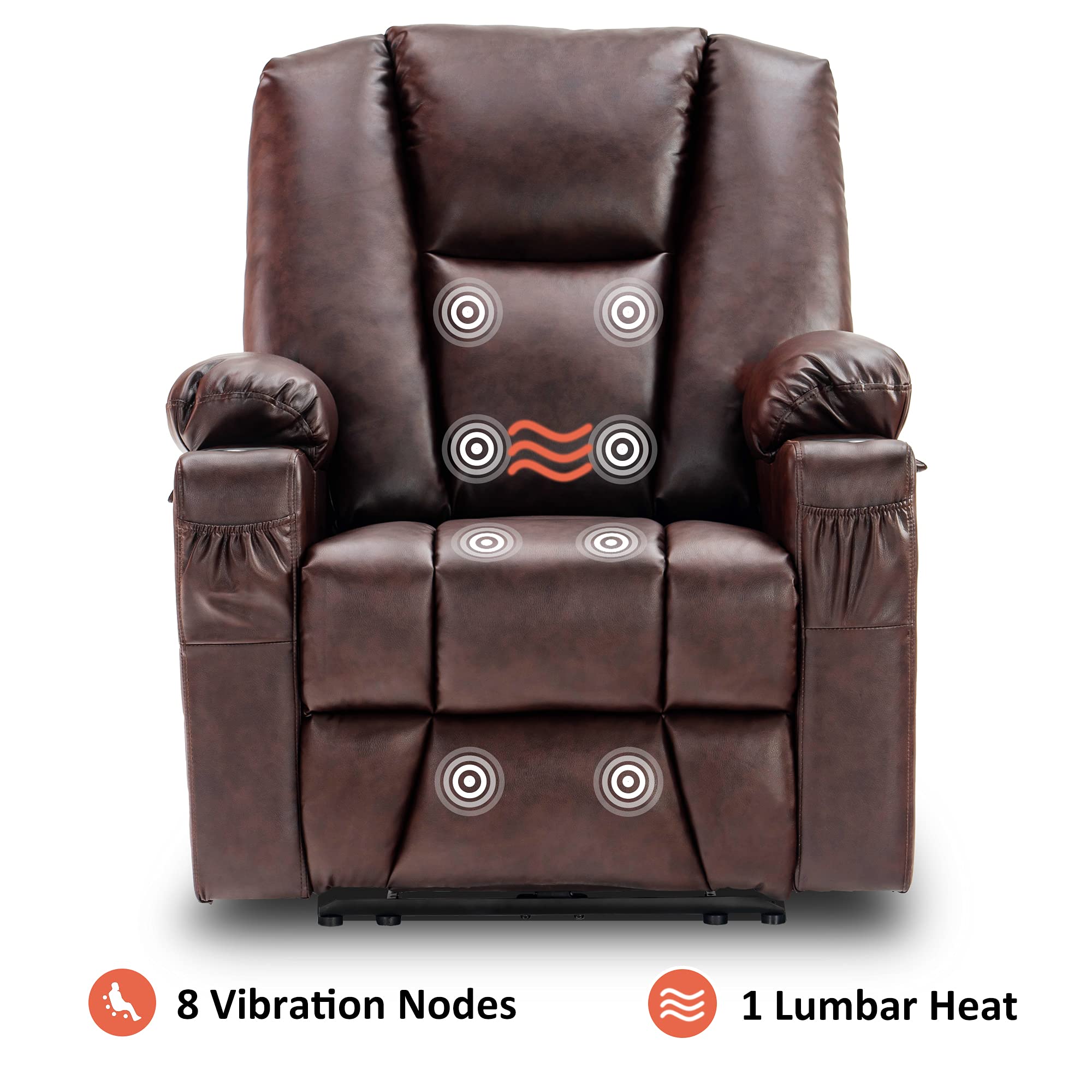 NovaPower Recliner – Heated Massage Chair with USB, Extended Footrest