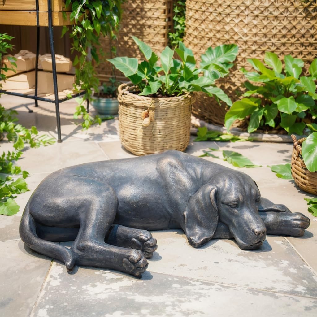 Garden Statue Outdoor Decorations Dog-Figurine - Sleeping Dog Sculptures Resin Sculpture