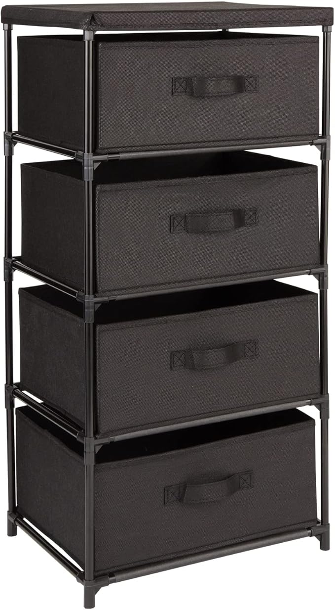 4-Tier Tall Closet Dresser with Drawers - Clothes Organizer and Small Fabric Storage