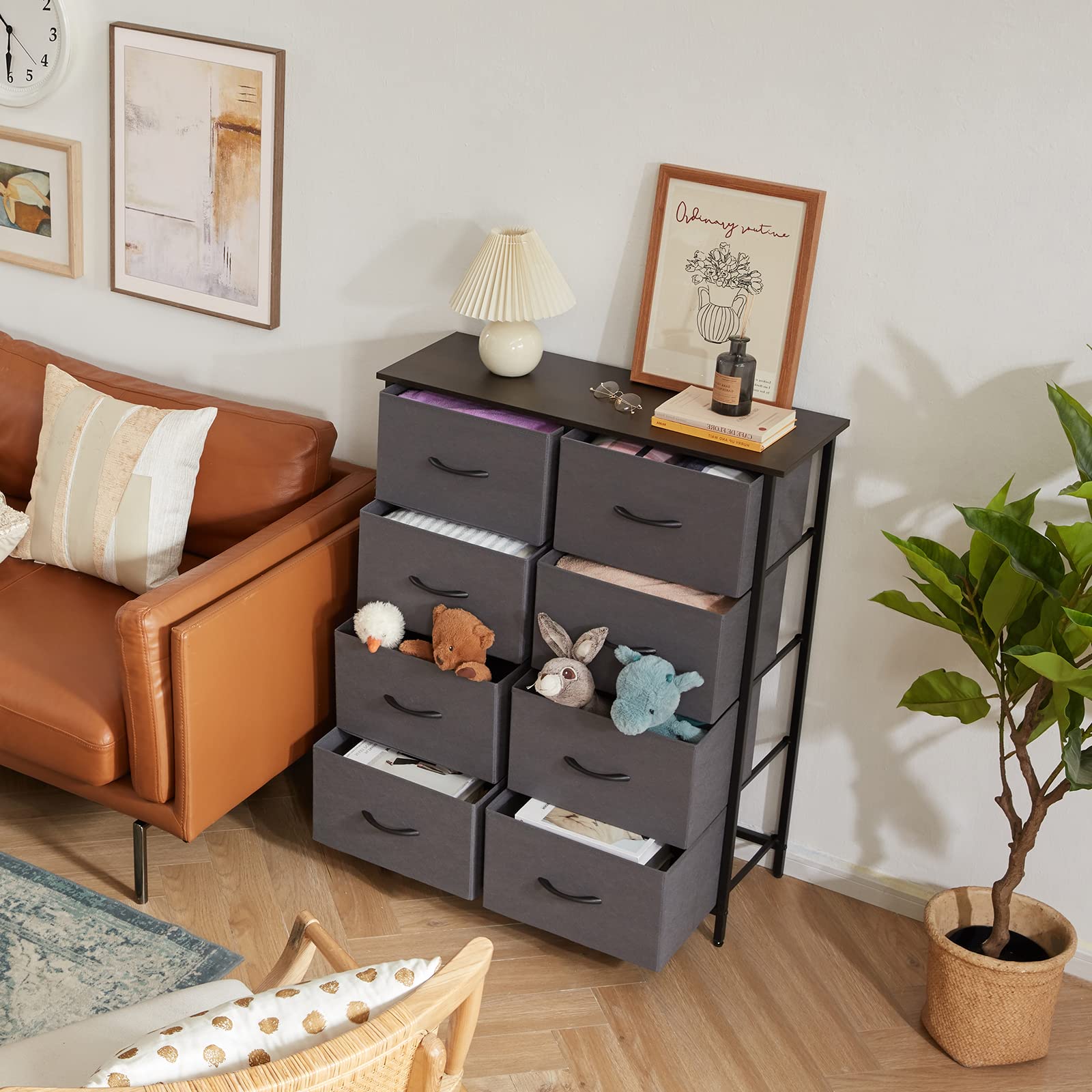 Dresser for Bedroom, Chest of Drawers with 8 Fabric Dressers