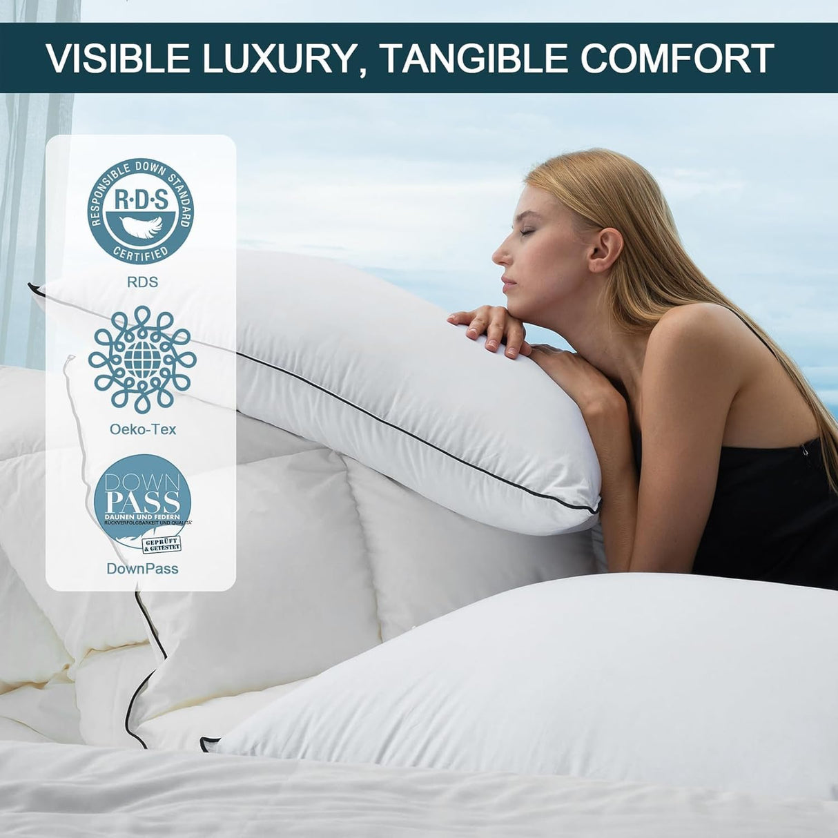 Luxury All Hungarian Goose Down Pillows King Size, Bed Pillows for Sleeping