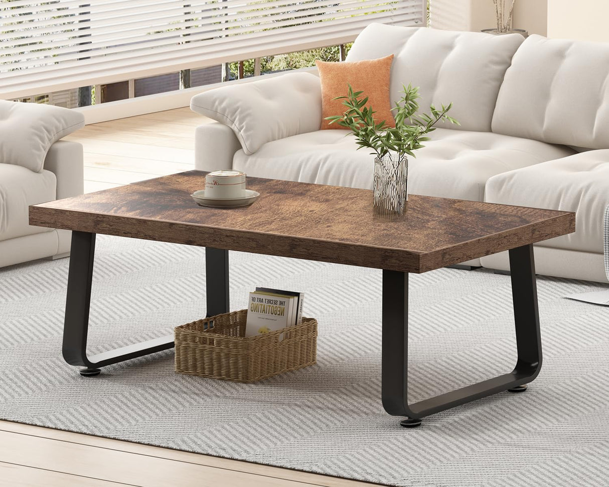 Wooden Coffee Table, Industrial Rectangle Center Table, Modern Minimalist Coffee Table