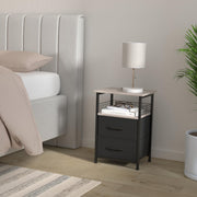 Nightstands Set of 2 with Charging Station, Night Stand with 20 Colors LED Lights and Fabric Drawer,