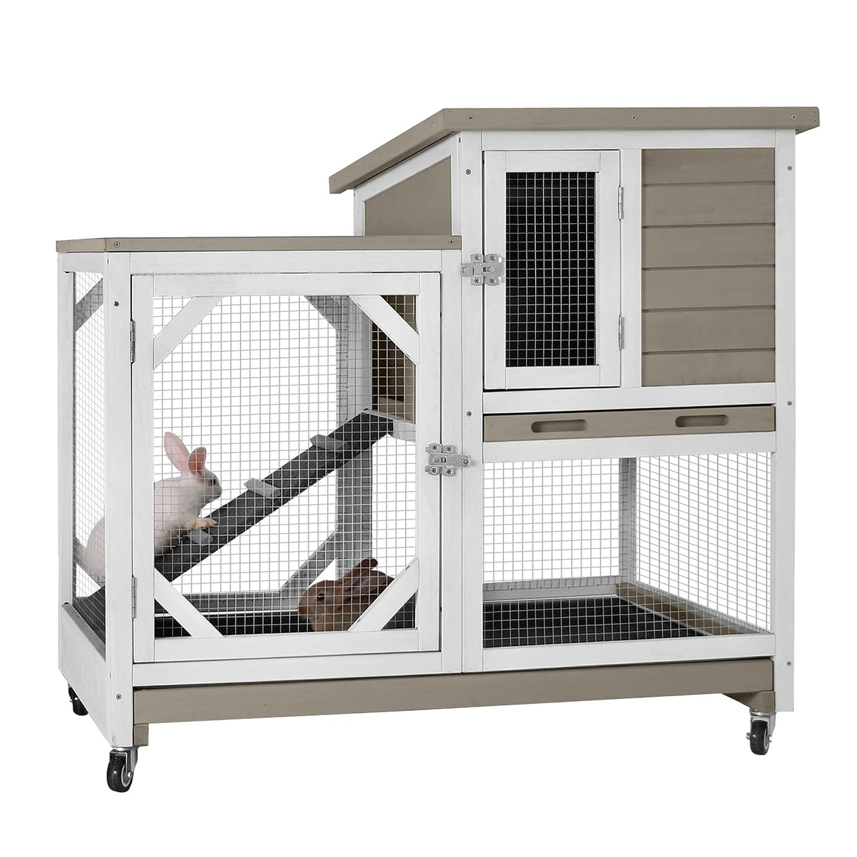 Upgrade Rabbit Hutch Rabbit Cage Indoor Bunny Hutch with Run Outdoor Rabbit House