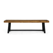 Toby Outdoor Acacia Wood Bench, Sandblast Teak Finish