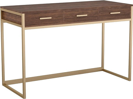 Ollie Home Office Desk with 3 Drawers in Walnut Wood