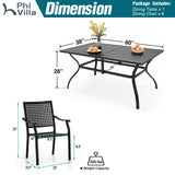 Patio Dining Table Set for 6 Person Bistro Chairs