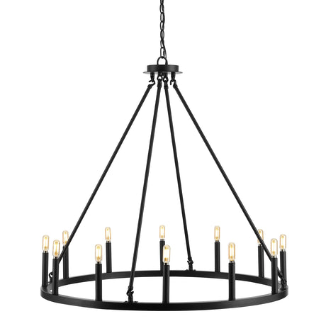 JYL7497A 36" 12-Light Gio Iron Farmhouse Classic Industrial Ring LED Chandelier