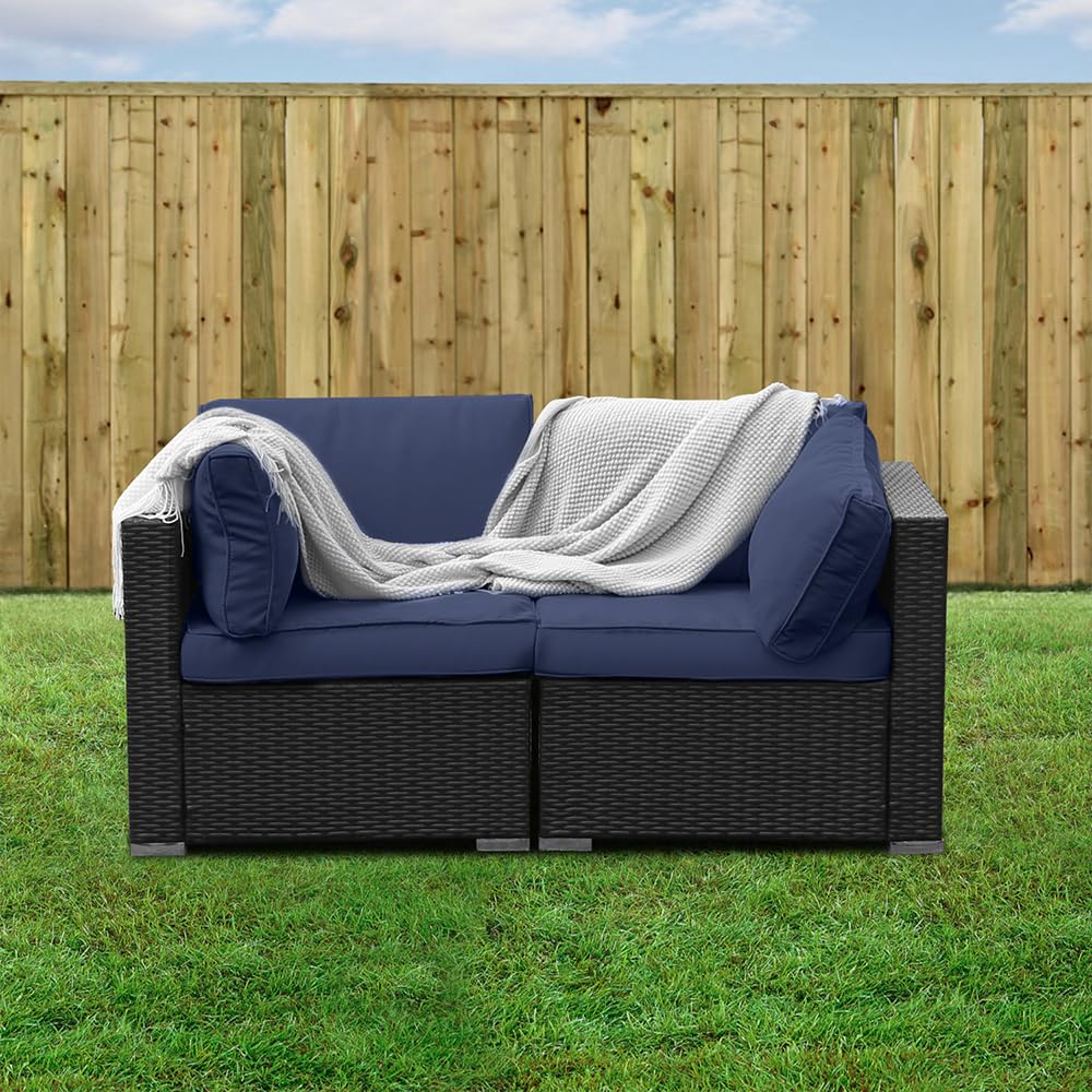 Sectional Furniture Corner Sofa,Low Back All-Weather Wicker Loveseats Outdoor