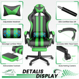 Green Gaming Chair with Footrest,Headrest,Lumbar Support Gamer Chair