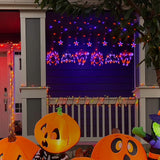 Halloween Window Lights, Hanging Halloween Decorations Orange Purple Cat Spider and