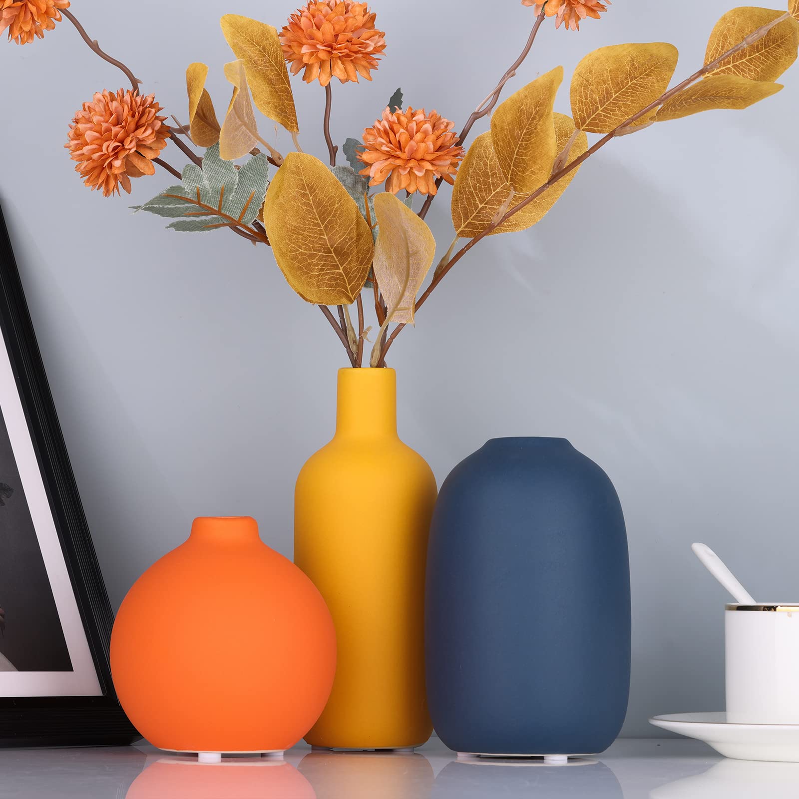Ceramic Vase Set of 3, Minimalism Style Vases for Rustic Home Decor