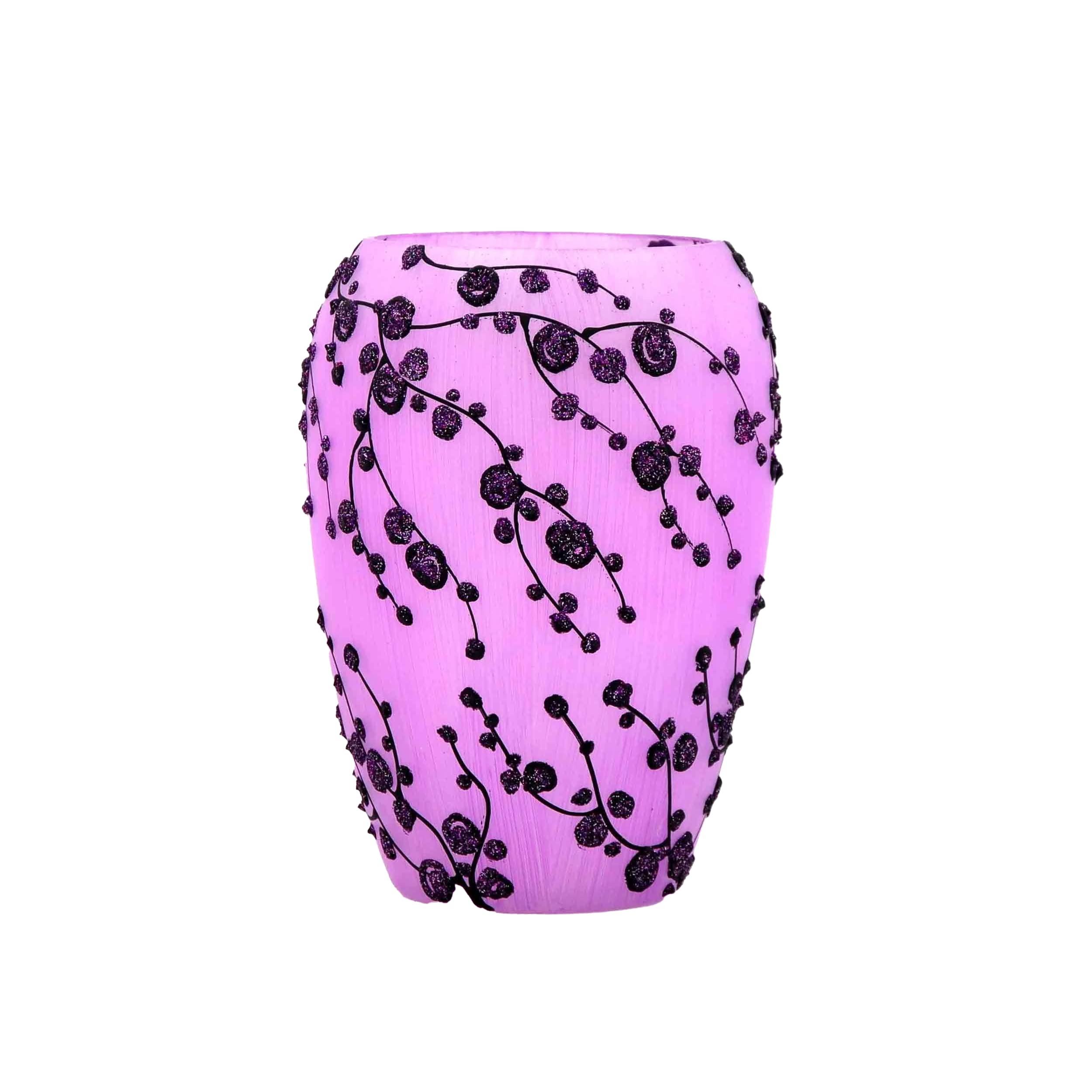 Handpainted Glass Vase for Flowers | Painted Art Violet Glass Vase | Gift