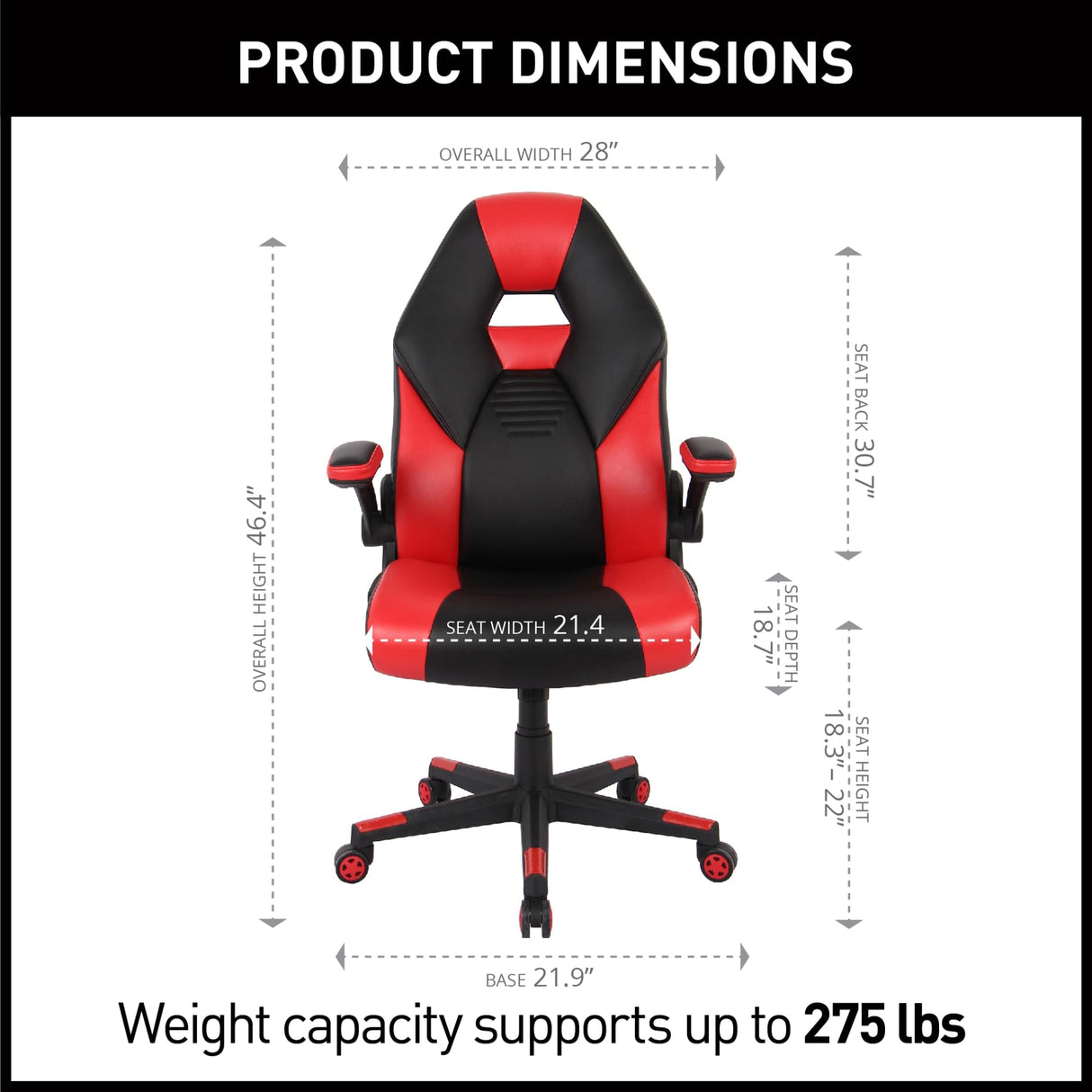 RGX Faux Leather High-Back Gaming Chair - Black/Red