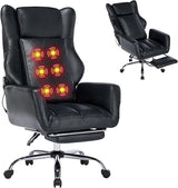 Orange Leather Office Chair with Massage and Footrest