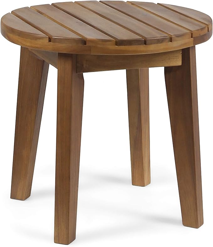 Gino Outdoor Acacia Wood Side Table, Natural Finish
