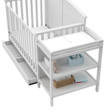 5-in-1 Convertible Crib and Changer with Drawer (White) – GREENGUARD Gold Certified, Crib and Changing Table Combo with Drawer, Converts to Toddler Bed, Daybed and Full-Size Bed