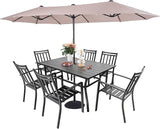 7 Pieces Patio Dining Set with 13ft Double-Sided Umbrella