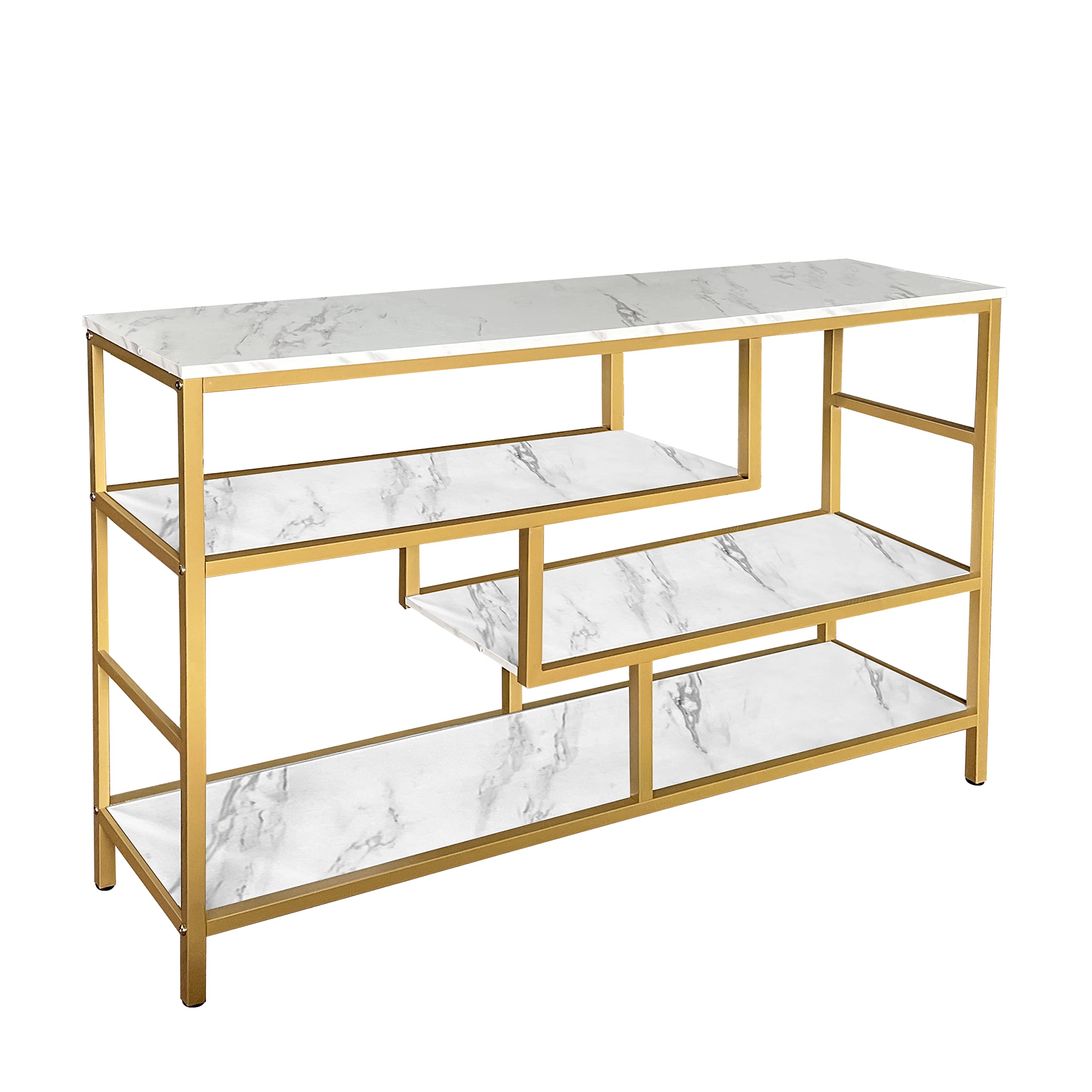 Console Table 4-Tier Storage Shelves Entryway Table Hallway