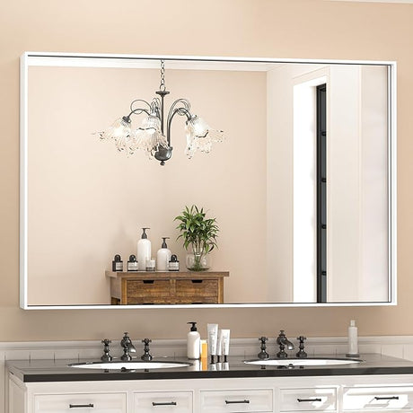 55x36 Inch Black Mirror for Wall, Large Bathroom Vanity Mirror with Non-Rusting Aluminum Alloy Frame,