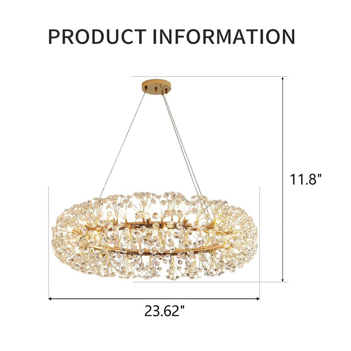 Modern Crystal Chandelier Round Chandelier Light Fixture Gold Sputnik