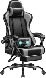 Homall Gaming Chair, Video Game Chair with Footrest and Massage Lumbar Support, Ergonomic Computer Chair Height Adjustable with Swivel Seat and Headrest (White)