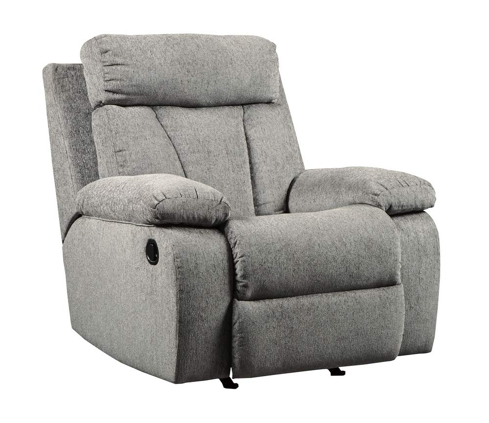 LoungeNest Foggy Gray Rocker Recliner Chair with Pull Tab Recline