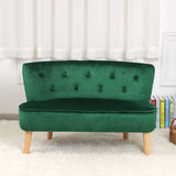 room 2-Seat Kid Sofa Couch with Velvet Fabric,Kid Sofa Chair with Wooden Frame for 3-6