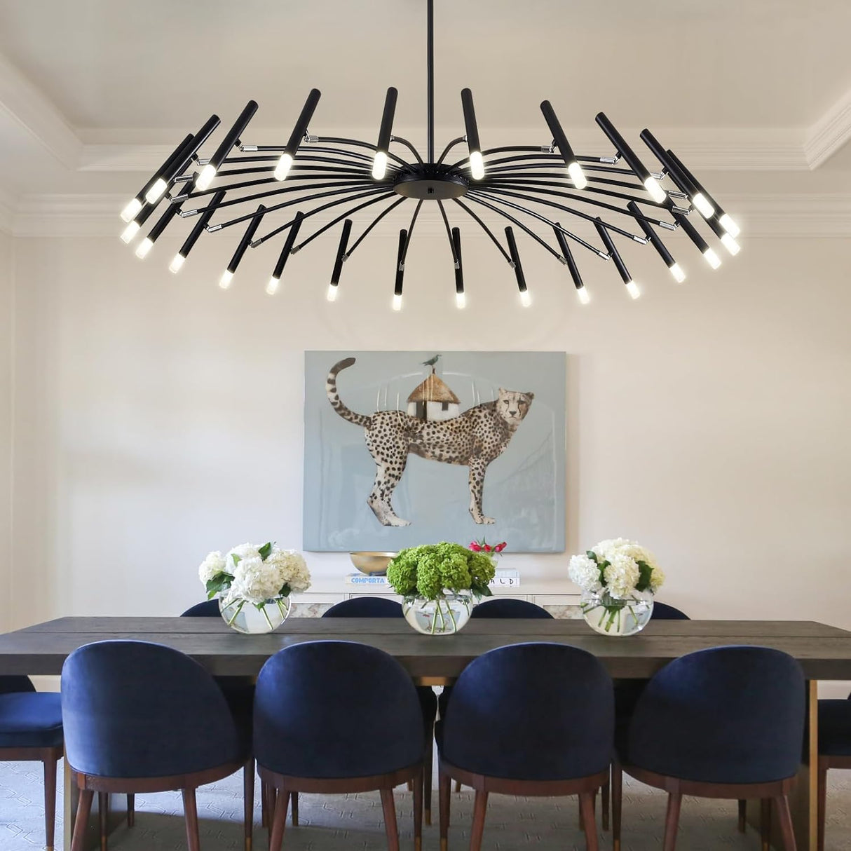 Black Modern Chandelier Large Chandelier Lighting Adjustable Ceiling