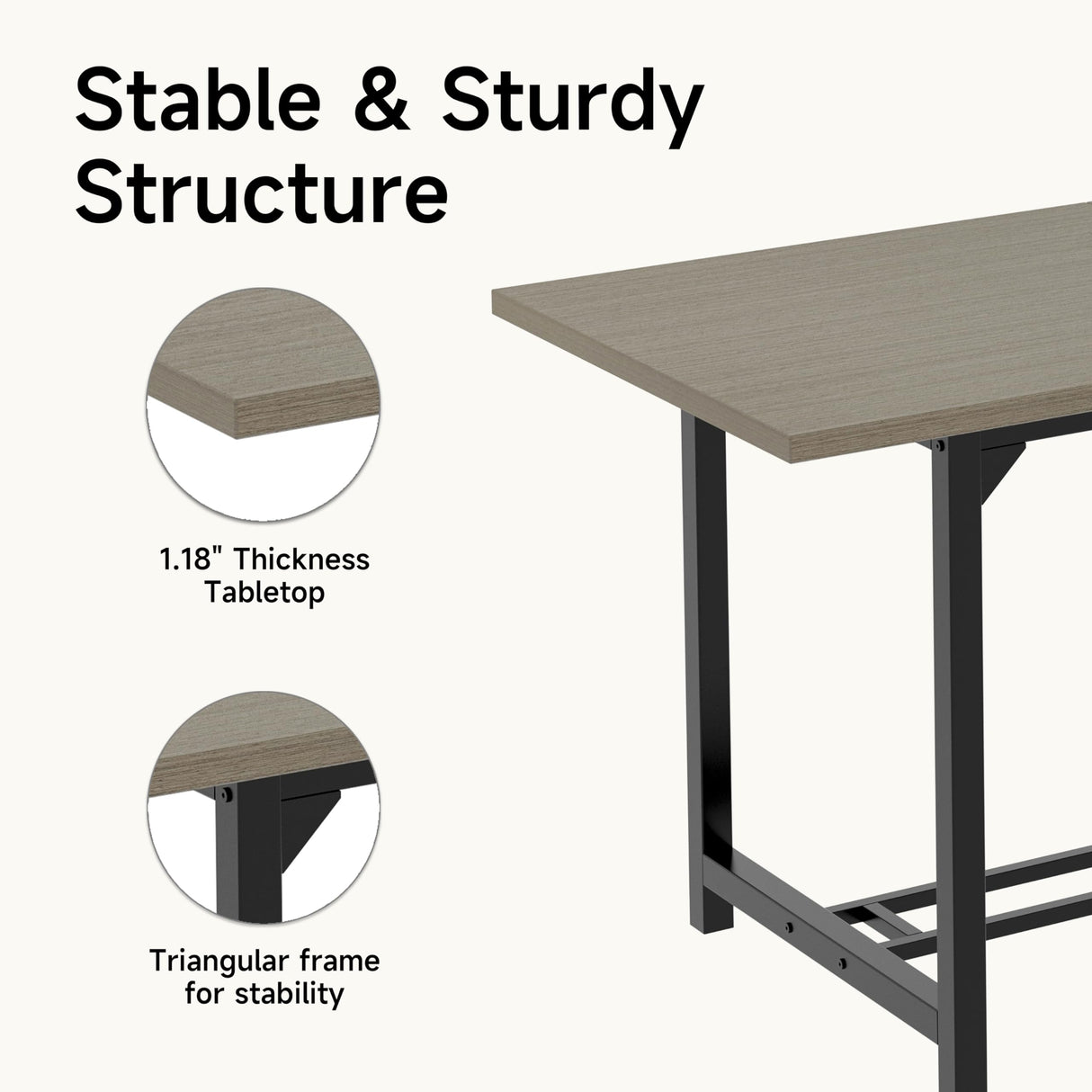 ONBRILL Extendable Dining Table, 78.74” Large Kitchen Table for 6-8 People, Modern Rectangular Dinner Table for Kitchen, Dining Room & Living Room, Grey & Black