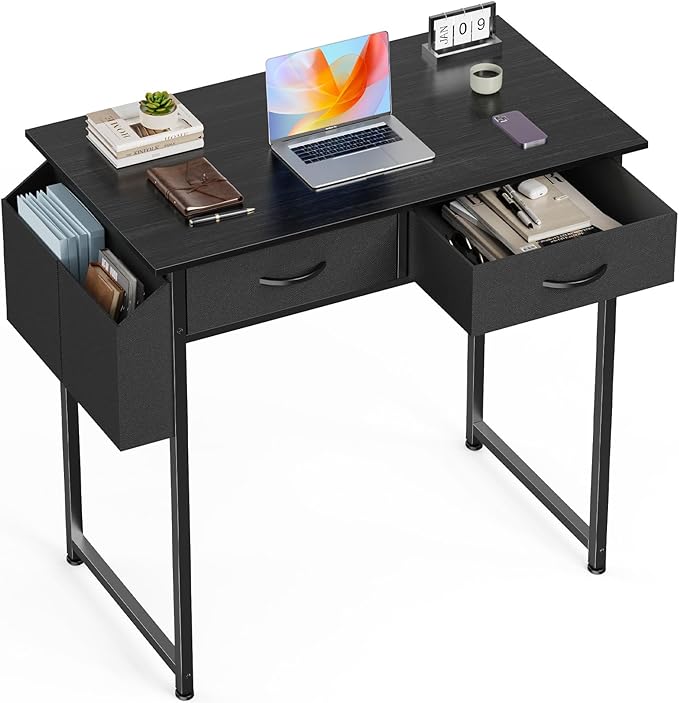 Computer Desk with Drawers Study Writing Table with Storage Bag Headphone