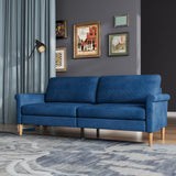 75" Blue Couch, Comfy Small Sofas, Mid Century Modern Decor Loveseat Sofa,