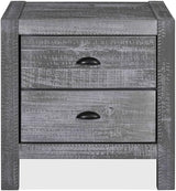 Montauk 2-Drawer Bedside Nightstand, Solid Wood with Rustic Walnut Finish
