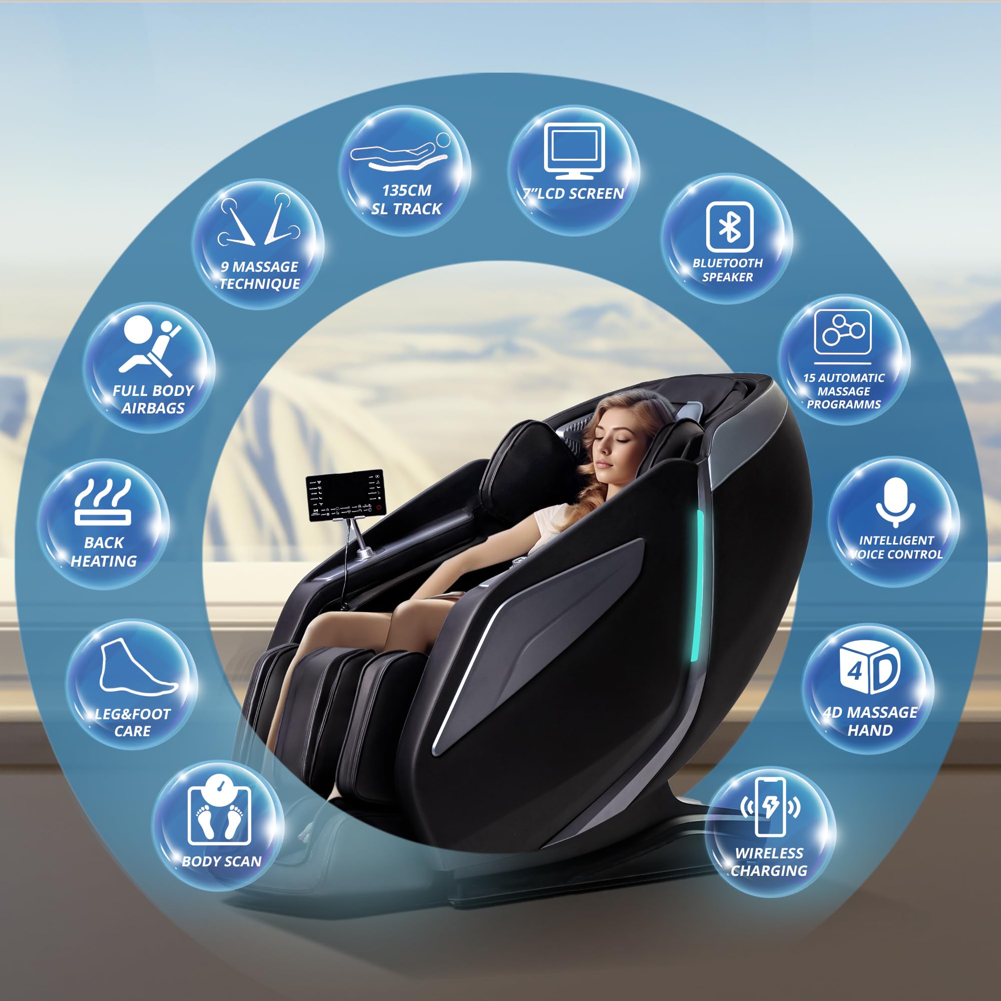 4D Massage Chair Full Body Zero Gravity Full Body SL Track Intelligent
