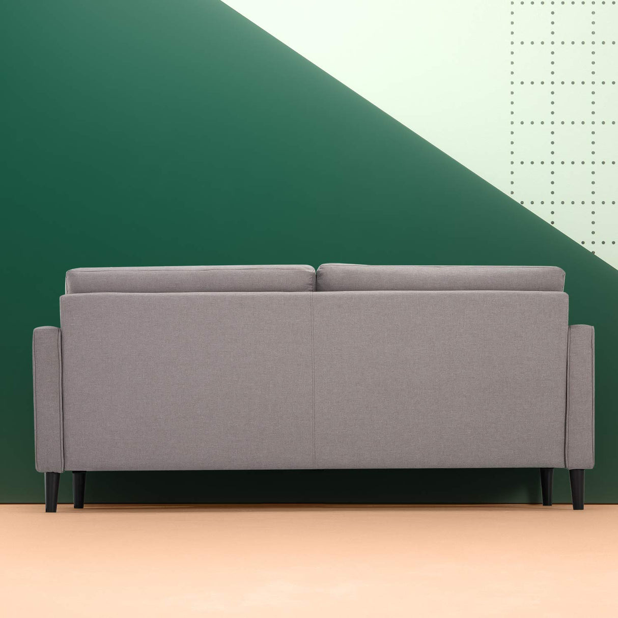 Benton Sofa Couch, Grid Tufted Cushions, Easy, Tool-Free Assembly, Stone Grey