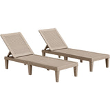 Patio Chaise Lounge Chair Set of 2 Outdoor PE Waterproof Adjustable