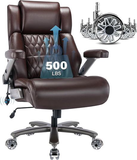 Big and Tall 500lbs Office Chair - Adjustable Lumbar Support 3D Flip Arms Heavy Duty