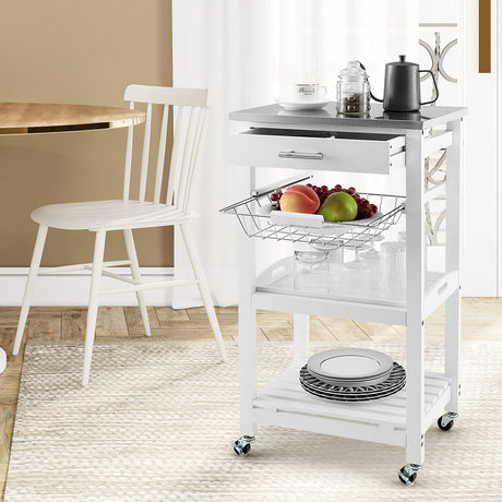 Kitchen Island Cart with Drawer, Rolling Kitchen Cart on Wheels