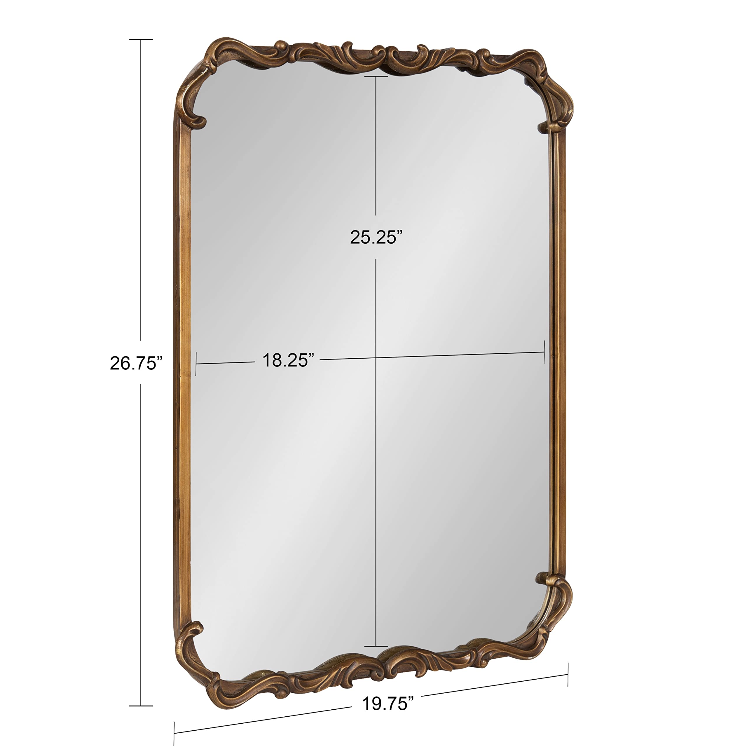 Rounded Rectangle Ornate Traditional Mirror