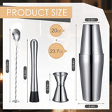 16 Pieces Cocktail Shaker Set Including 4 Pcs Boston Shaker 4 Pcs Muddler