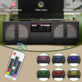 70" TV Stand with LED Lights & Glass Doors