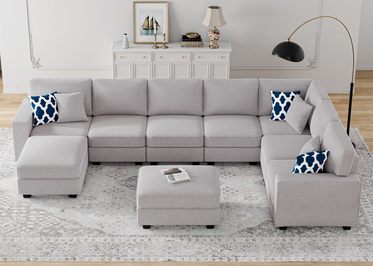 Modular Sectional Sofa U Shaped Sofa Couch with Ottoman Modern Reversible