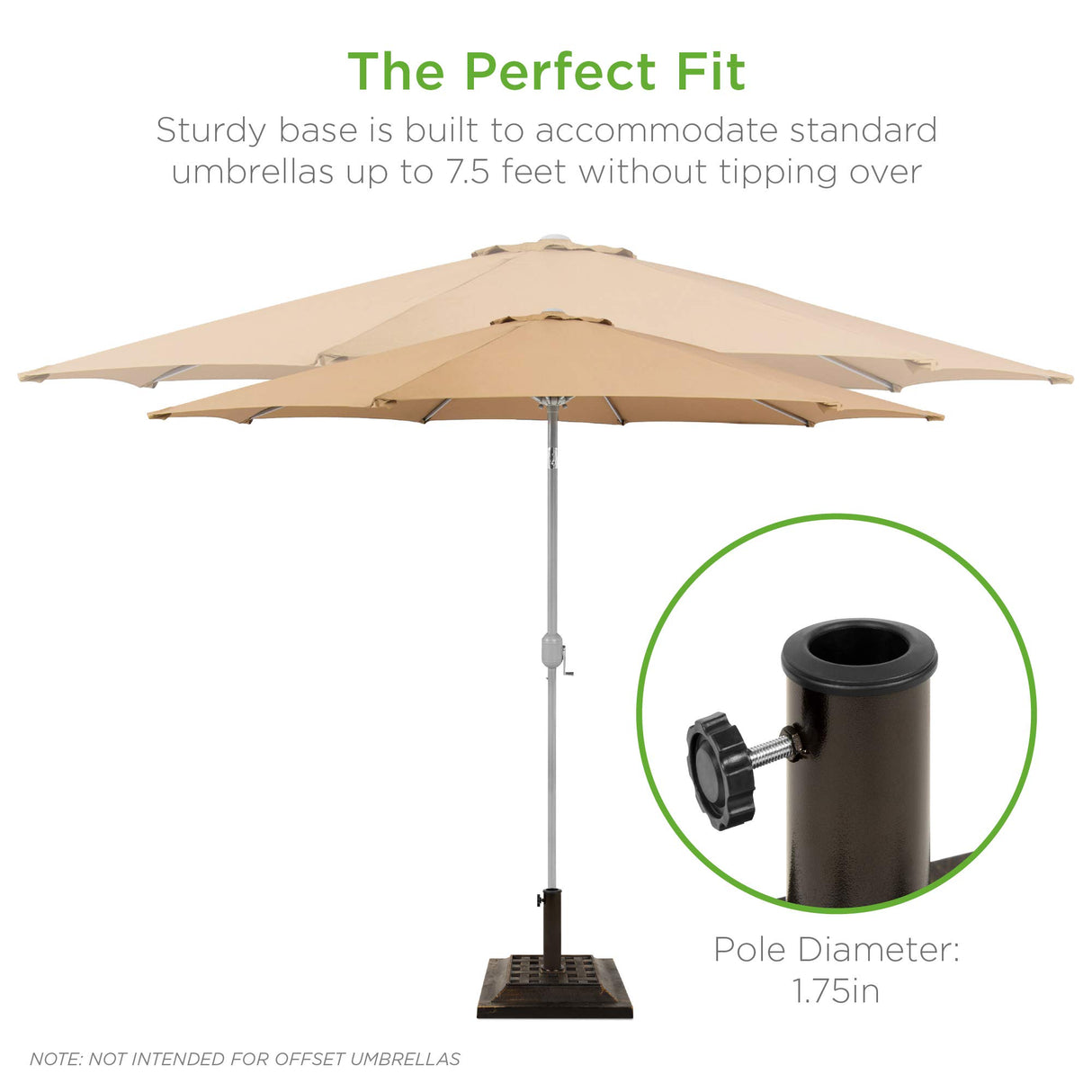 26lb Outdoor Patio Umbrella Stand Heavy-Duty Steel Square Umbrella Base w/Bronze Finish,