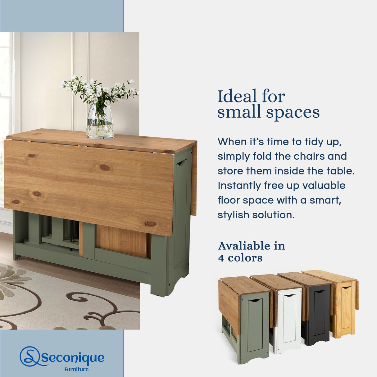 Santos Butterfly Dining Set - 5 Piece Folding Table with 4 Nesting Chairs