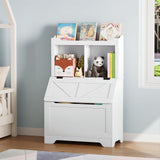 Storage Organizer, Large Wooden Toy Box Chest with Flip-top Lid and Cubby, 3-Tire Children's Bookcase