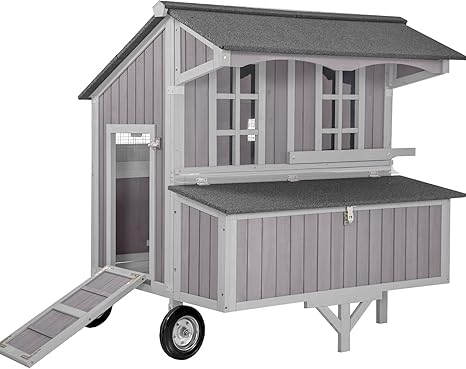Chicken Coop with Large Nesting Box Outdoor Wooden Hen House
