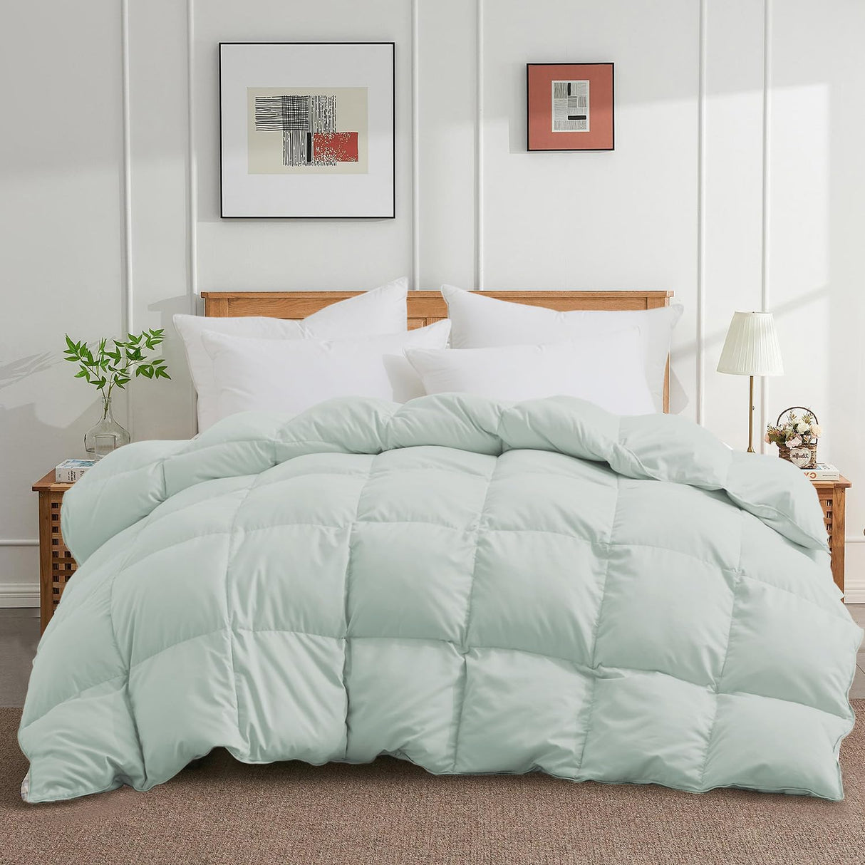 Queen Size Down Comforter - All Season Ultra Soft Goose Down & Feather Fiber Fill