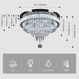 19.7" Crystal Chandeliers Crystal Ceiling Light Fixtures LED Flush Mount Light Modern