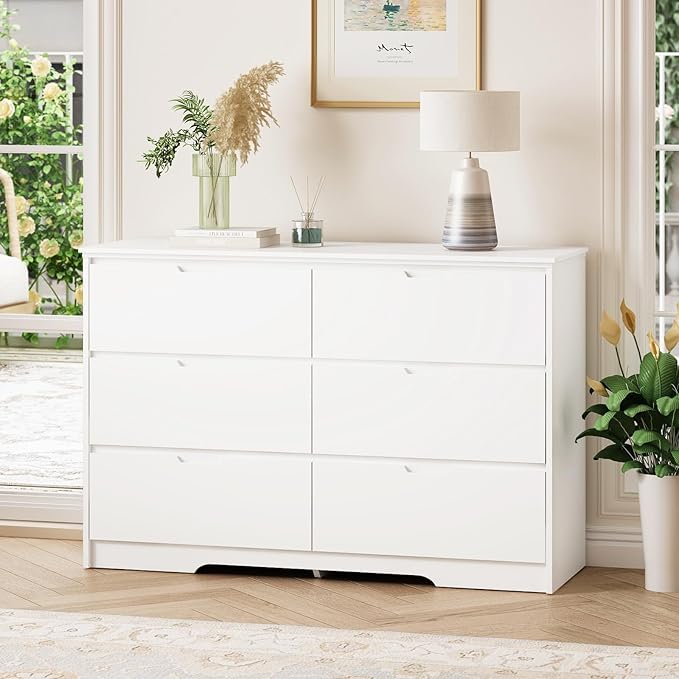 Black Dresser for Bedroom, 6 Drawer Dresser